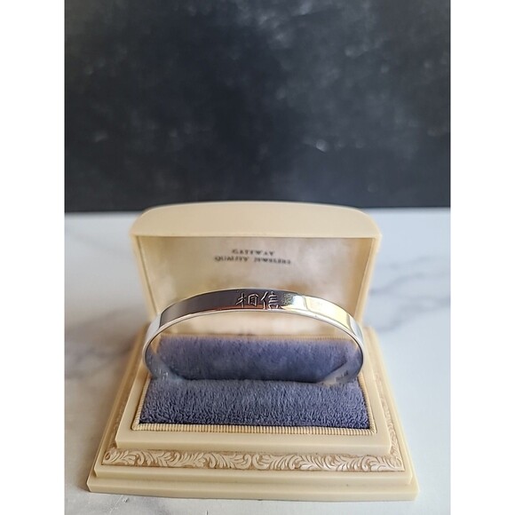 Thailand 925 Sterling Silver Believe Cuff Bracelet Vintage - Picture 2 of 10